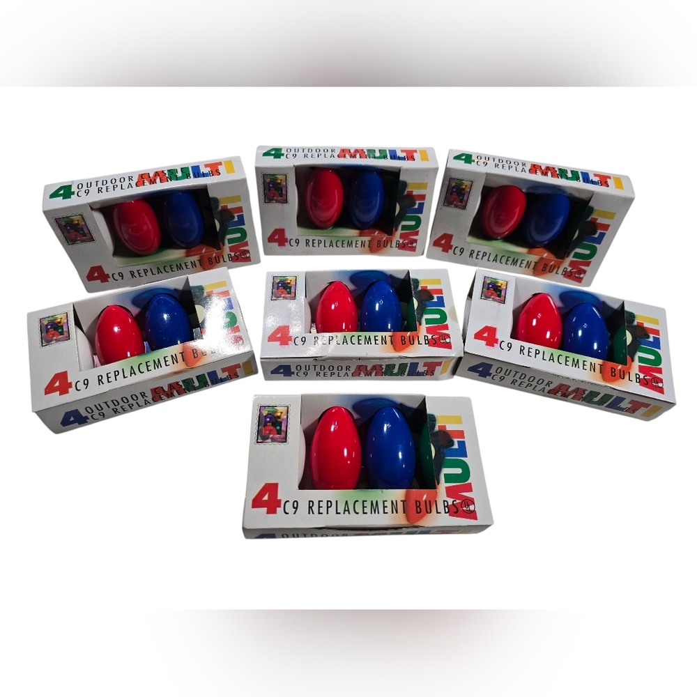 Vintage C9 4 Pack Multi Color Christmas Replacement Lights Set of 7 NEW in box